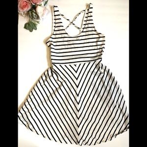 Black and white stripped cotton summer dress